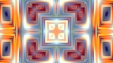 Multicolor square pattern converging to center.