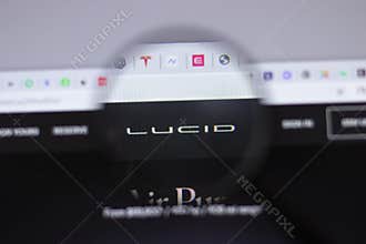 New York, USA - 18 March 2021: Lucid Motors company logo icon on website, Illustrative Editorial