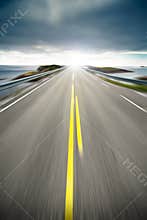 Coastal highway road in motion