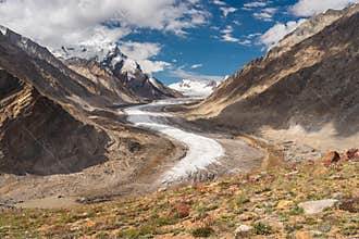 Drag Drung glacier, longest glacier in Zanskar valley in summer season, Ladakh, north India