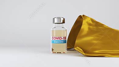 Vaccine bottle golden clothing open.