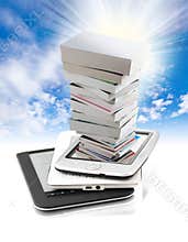 Pile of books in e-book