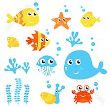 Marine Life - Sea and fishes collection.