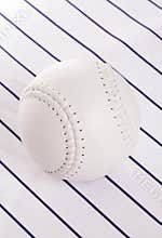 Softball on pinstripe background