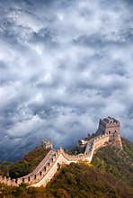 Great Wall of China Travel, Stormy Sky Clouds