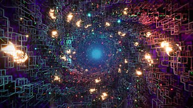Flying through abstract sci-fi futuristic tunnel VJ detailed background