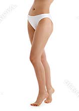 Long legs in white bikini panties