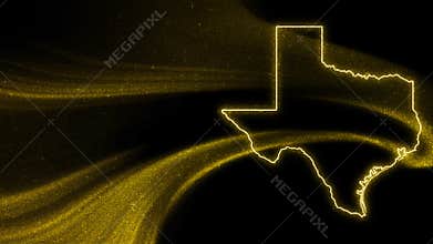 Map of Texas, Gold glitter map