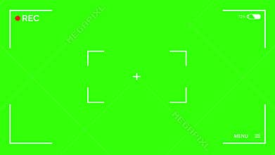 Camera Viewfinder Layer. Video camera viewfinder overlay on green screen. To use over other images