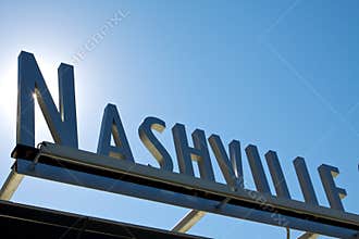 Nashville sign 3D angle sun