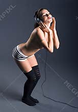 woman with headphones