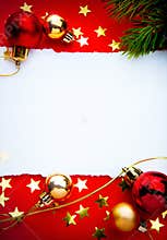 Art christmas frame with paper on red background