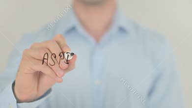Aspirations, Man Writing on Transparent Screen