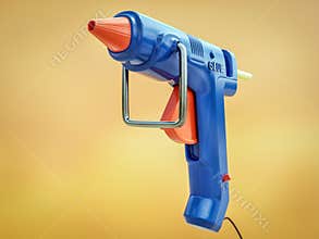 Hot glue gun on yellow background