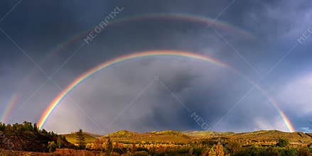 Double Rainbow over Forest