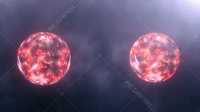 4K 3D Conceptual of Quantum entanglement, future physics science background. Quantum state of each particle.