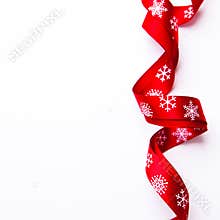 Christmas gift ribbon on white background