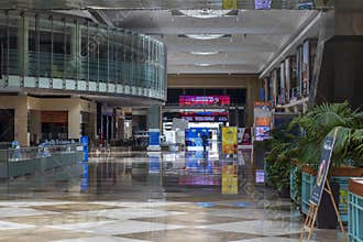 Dubai, UAE - 07.10.2021 Empty hall of Dubai world trade center. Venue