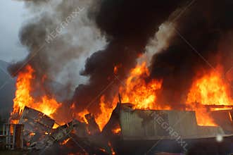 Building on fire