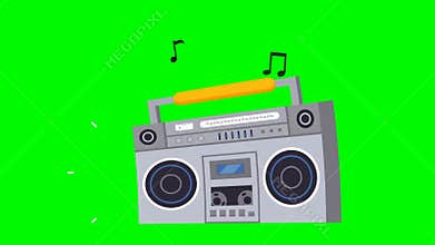 Animation of old fashioned tape player radio.