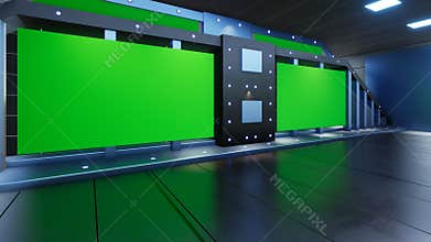 3D Virtual News Studio Background, 3d rendering