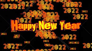 Neon sign happy new years 2022 text black background