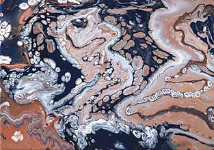 Abstract acrylic fluid texture in liquid style with bubbles effect.