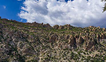 Dramatic rocks on a ridge overlooking the Catalina Highway in the Santa Catalina Mountains above Tucson, Arizona.