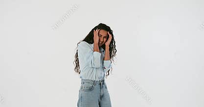 Shocked woman scared and afraid