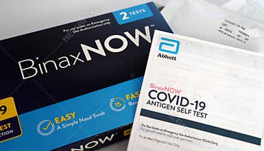 BinaxNOW COVID-19 antigen self-test offering fast results at home.