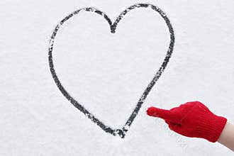 Love heart winter snow