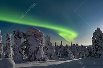 Beautiful winding northern light of Finland