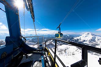 Wintry foggy view from the summit of the Dachstein massif