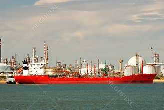 Factory big refinery and carrier ship