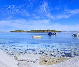 Salento coast: view of harbor of Porto Cesareo in Apulia, Italy.