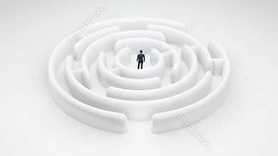 Man standing in the middle of maze or labyrinth