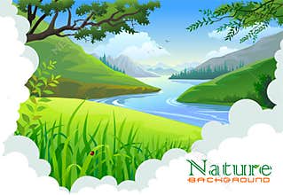 Beautiful hills and river landscape