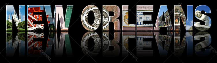 New Orleans reflected text