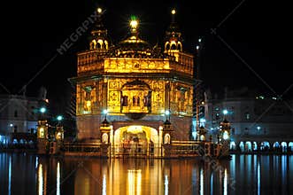 Golden temple at night