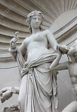 Marble Statue of Tethys on the Facade of Lloyd Palace in Trieste