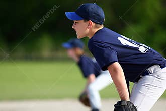 Young boy playing baseball