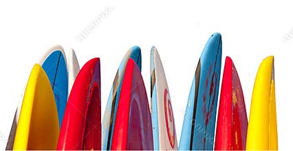 Stack of surfboards isolated
