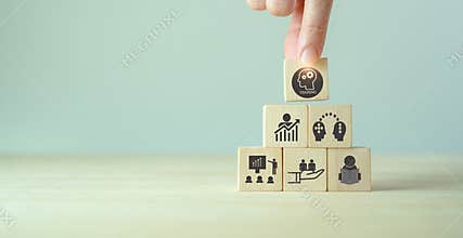 Human resource training and development concept.Business, personal development improving and enhancing competency, performance..Pu