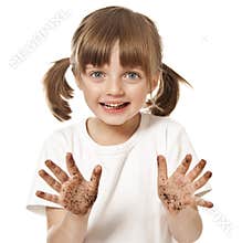Little girl with dirty hand