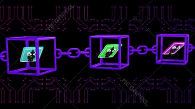 NFT non-fungible tokens art and collectables blockchain 3D render, animation