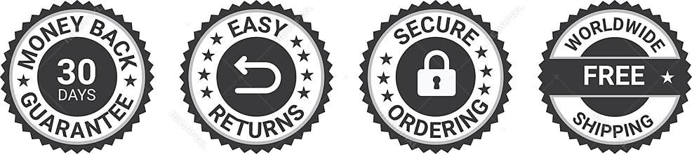 Money back guarantee, Free Shipping Trust Badges ,Trust Badges