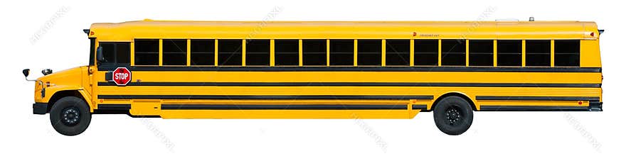 Long Yellow School Bus Banner Isolated on White