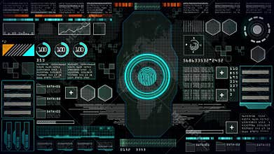 Abstract digital background, User interface head up display with digital information, Futuristic interface computer desktop screen