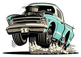 Cartoon retro hot rod isolated on white background