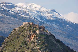 Mystras Castle, and Taygetus mountain